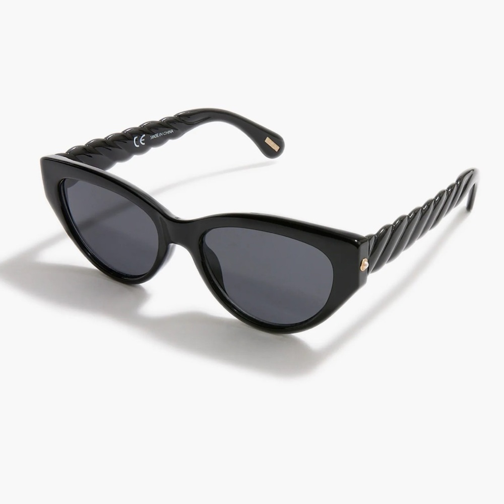 🆕J. Crew- Fancy Cat Eye Sunglasses & Pouch, Black, NWT